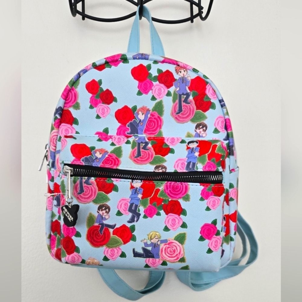 Ouran High School Host Club Light Blue Mini Backpack Blue Floral Character